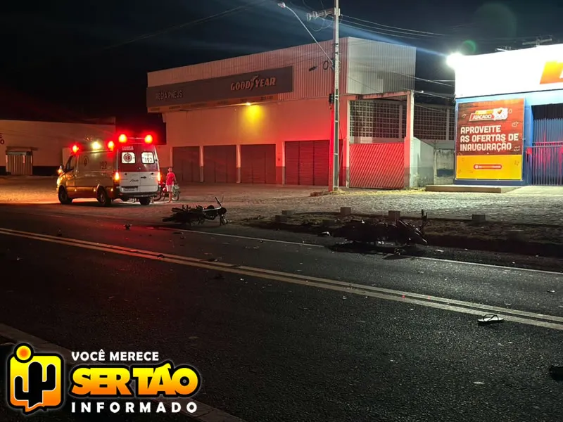 Colisão entre motos deixas pessoas feridas na BR-230, em Sousa