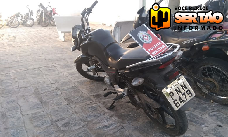 Polícia Militar recupera motocicleta com restrição de roubo/furto na cidade de Sousa