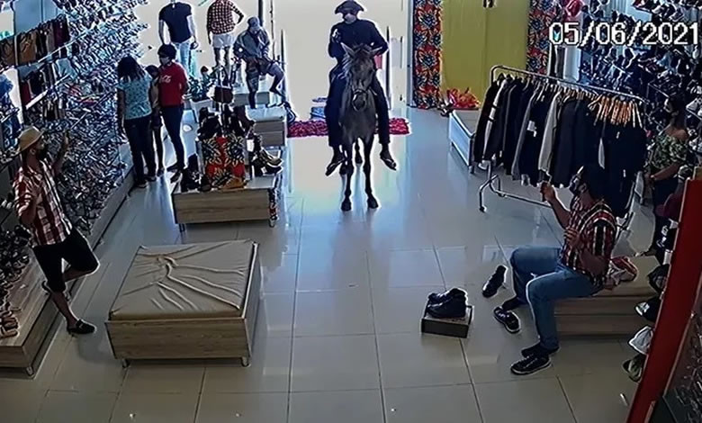 VÍDEOS: Bandidos montados a cavalo invadem e praticam roubo em loja em município de Sergipe