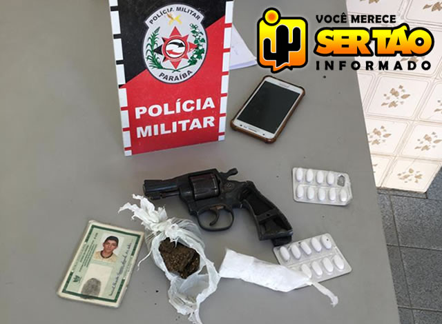 Polícia Militar apreende arma de fogo e drogas após acidente de trânsito em Pombal