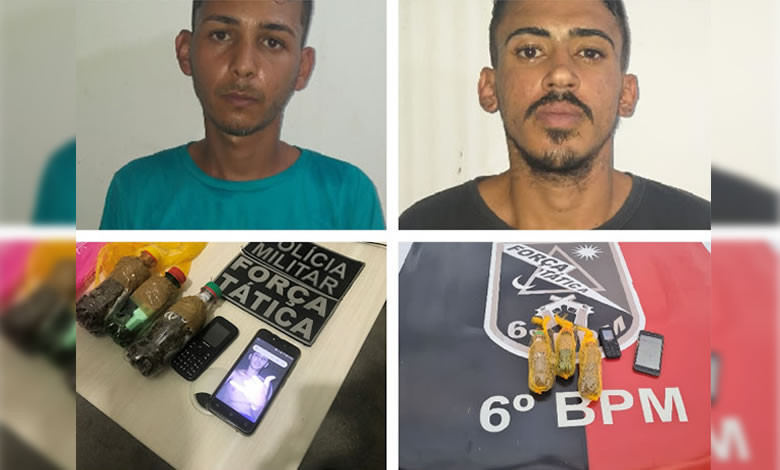 Polícia Militar prende dupla com drogas e objetos que possivelmente seriam arremessados para o Presídio Padrão de Cajazeiras