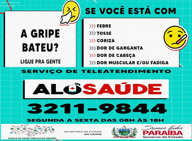 Alô Saúde: Cajazeiras terá sede de Central de Atendimento que tira dúvidas sobre síndrome gripal