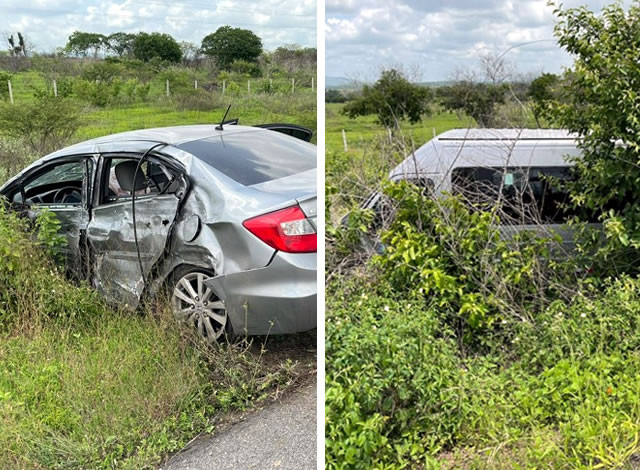 Pessoas ficam feridas em acidente de trânsito envolvendo van e carro em Aparecida