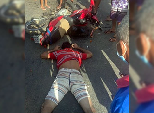 Motociclista fica ferido após colidir com caminhonete na cidade de Sousa