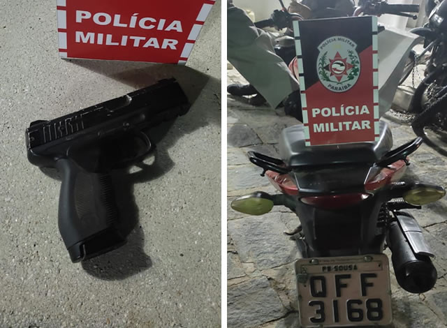Dupla é conduzida à delegacia após ser flagrada com moto e simulacro de arma em Sousa