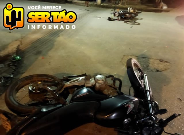 Colisão entre motos deixa duas pessoas feridas na cidade de Sousa