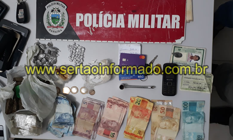 VÍDEO: Polícia Militar age rápido, recupera moto tomada por assalto e apreende drogas na cidade de Sousa