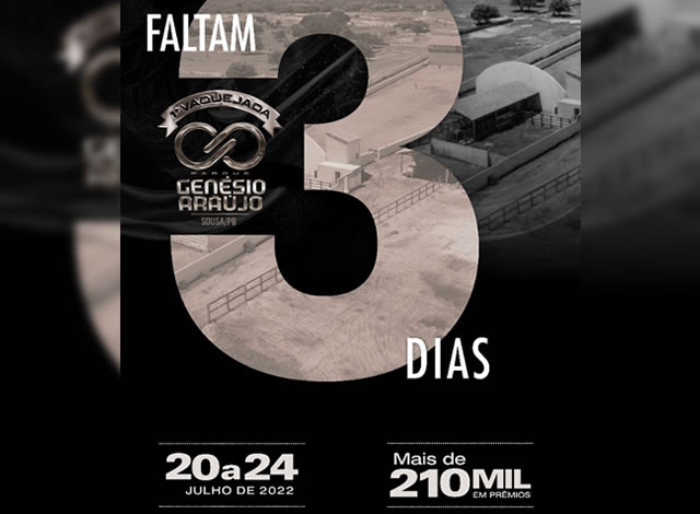 Faltam apenas 3 dias para a 1ª grande Vaquejada do Parque Genésio Araújo