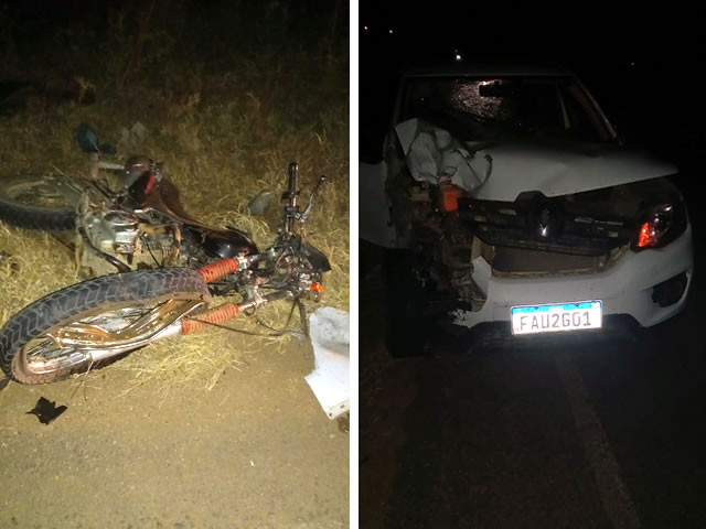 Colisão envolvendo carro de prefeitura e moto deixa casal ferido na PB-383, em Sousa