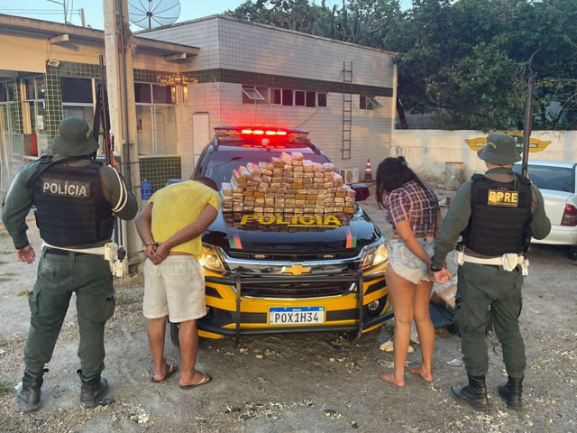 Casal sousense é preso transportando 92 kg de maconha no Crato-CE