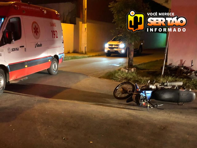 Colisão entre motos deixa três pessoas feridas na cidade de Sousa