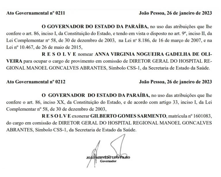 Médica Ana Virgínia é nomeada diretora do Hospital Regional de Sousa no lugar de “Gilbertão”