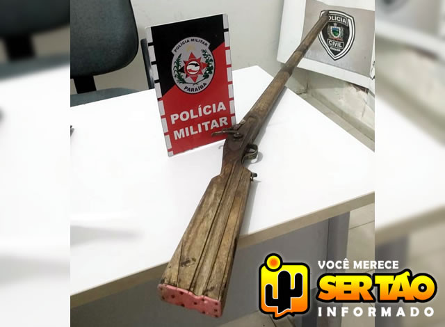 Homem tem residência alvejada com tiro na zona rural de Lastro; arma foi apreendida pela PM