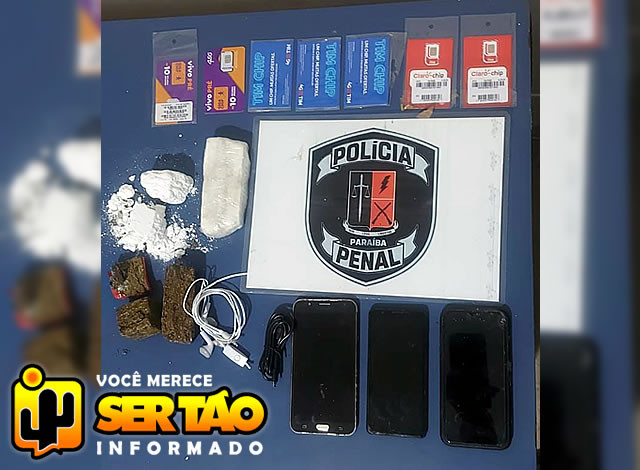 Policiais penais apreendem drogas, celulares e chips arremessados para a Colônia Penal Agrícola de Sousa