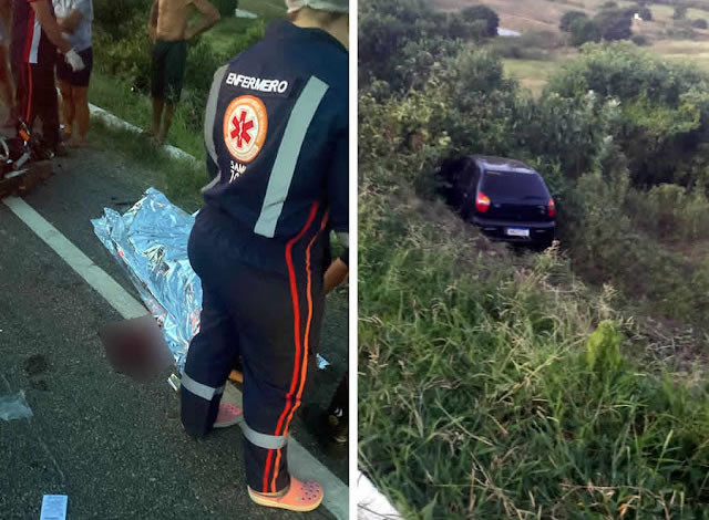 Jovem morre em colisão envolvendo carro e moto na BR-434, no município de Uiraúna
