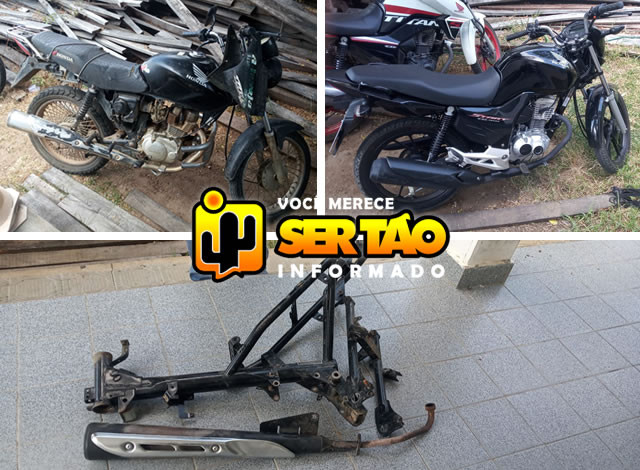Polícia Militar recupera motocicletas e peça com chassi na cidade de Pombal