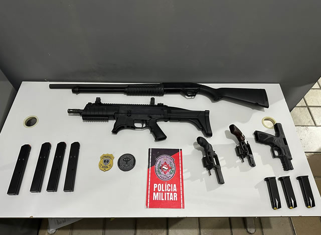 Polícias Militar e Civil apreendem armas de fogo e munições durante cumprimento de mandado, em São Bento