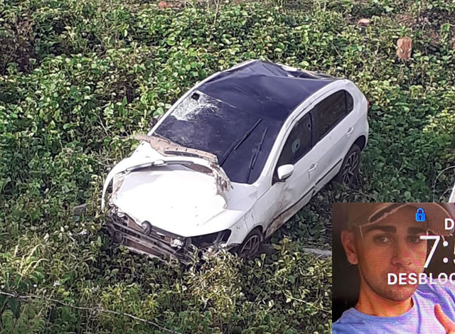 Jovem fica gravemente ferido após capotar carro na cidade de Nazarezinho