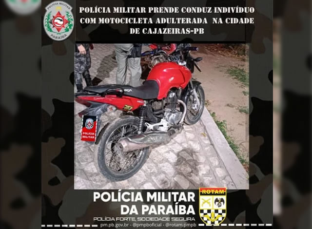 ROTAM apreende moto adulterada após acompanhamento tático na cidade de Cajazeiras