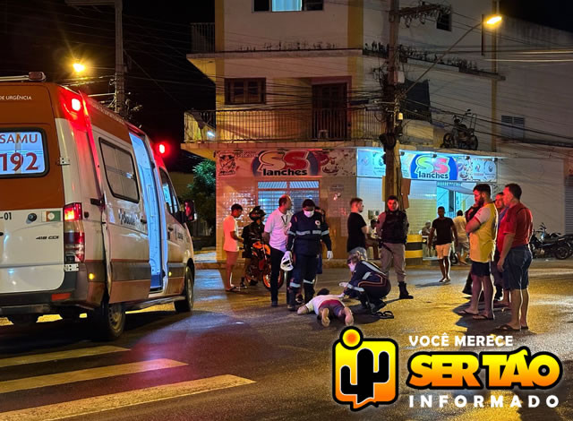 Motociclista fica ferido após sofrer queda de moto, no bairro Estação, em Sousa