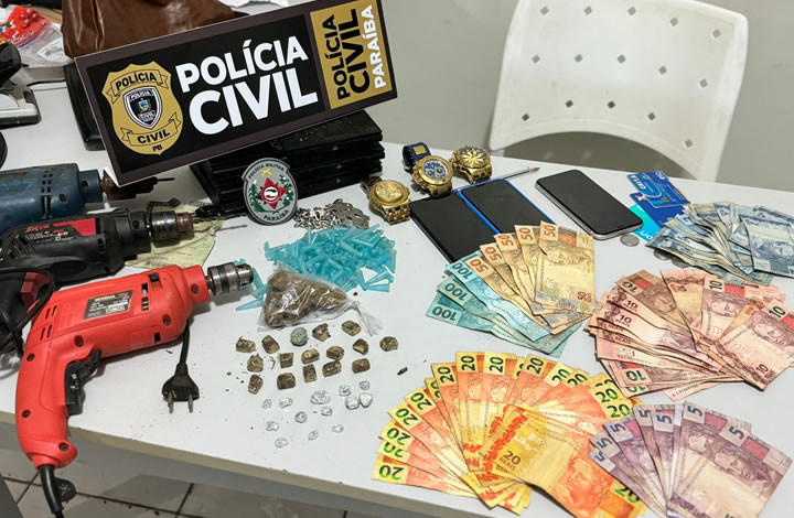 Polícias Civil e Militar prende homem e apreendem drogas e dinheiro, em Coremas
