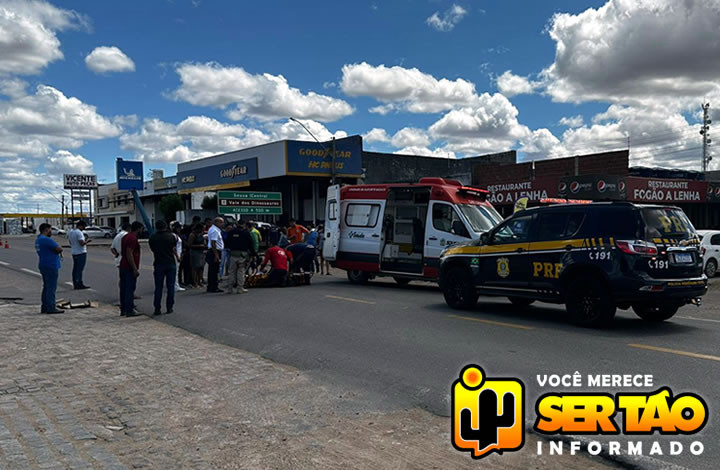 Colisão envolvendo carro e moto deixa mulher ferida na BR-230, em Sousa