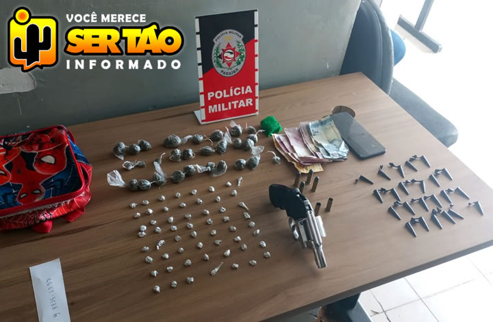 ROTAM apreende arma e drogas após abordagem na cidade de Sousa