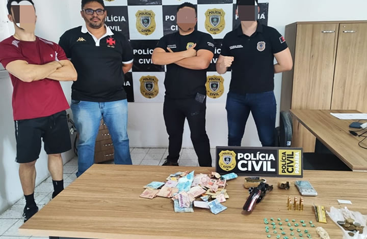 Polícia Civil prende casal e apreende drogas, armas, munições e dinheiro, na cidade de Pombal