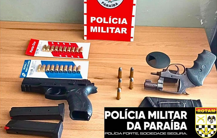 ROTAM apreende armas e munições, em ocorrência de ameaça na cidade de Sousa