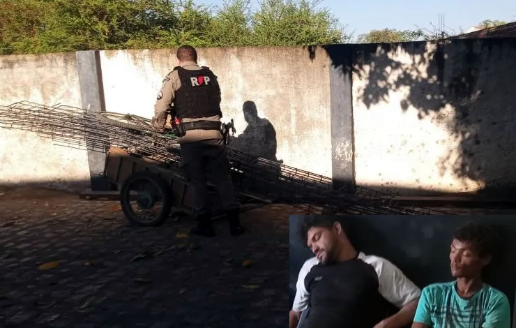 Polícia Militar prende dupla suspeita de furtar materiais de construção, em Cajazeiras