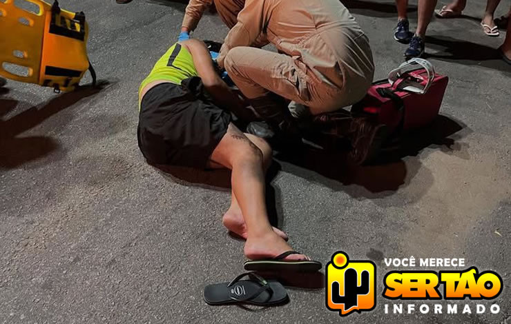 Motociclista fica ferido após sofrer de moto no Centro da cidade de Sousa