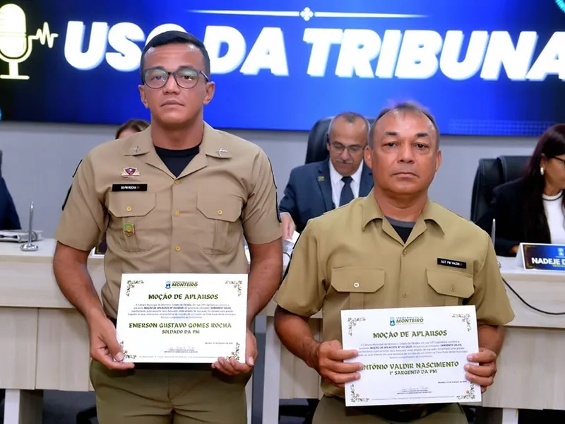 Câmara de Monteiro homenageia policiais por ato de bravura em resgate dramático