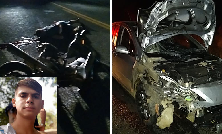 Acidente entre carro e moto deixa adolescente morto em São Bento